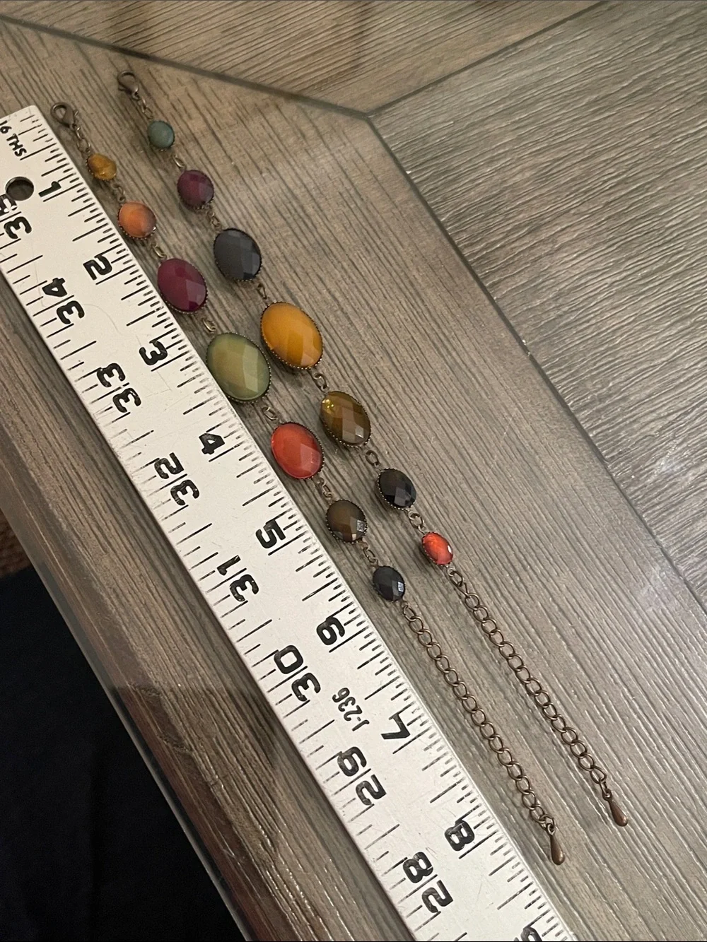 Vintage Set of Two Multi-color Faceted Oval Stone Bracelets